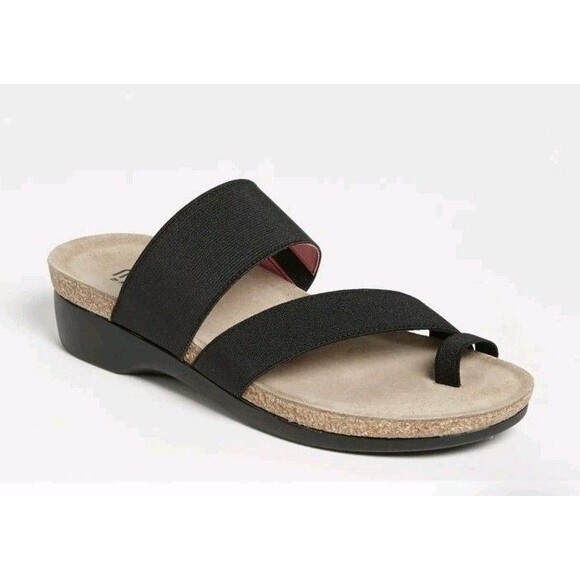 Munro Aries Slide Sandals with Toe Strap Womens 5 Slip on Leather Comfort Shoes - Picture 1 of 15